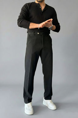 Siyah Esnek Likral? Slim Fit Bilek Boy Erkek Pantolon TMNSS26PL00019