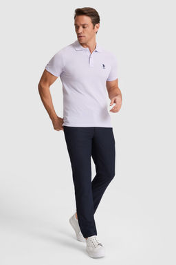 Erkek Lila Slim Fit Polo Yaka Basic Ti__rt