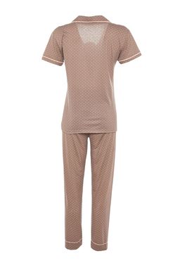 Trendyolmilla Vizon Bask?l? Gomlek-Pantolon Orme Pijama Tak?m? THMSS21PT0876 фото 7