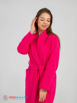 Женский махровый халат с шалькой малиновый МЗ-02 (26) - Росхалат фото 9