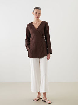 Kruvaze Yaka Dokulu Kad?n Kimono