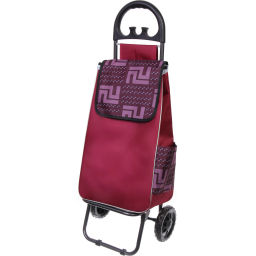 Тележка хозяйственная с сумкой (96*26*36см, колеса 15.5см,груз. до 30 кг.) бордовая DC307GG