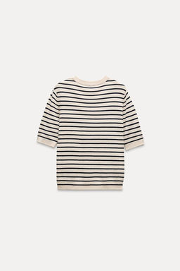 BASIC PLAIN KNIT SHORT SLEEVE TOP - Zara фото 7