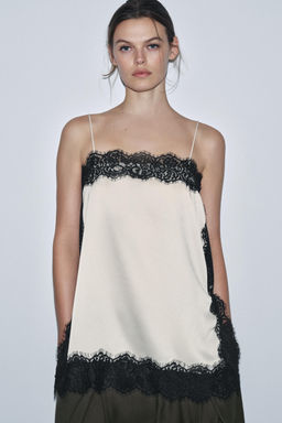ZW COLLECTION SATIN LACE TOP - Zara фото 2