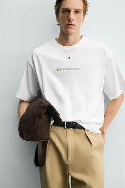 CAMISETA RELAXED FIT GR?FICO CUADRO / Blanco