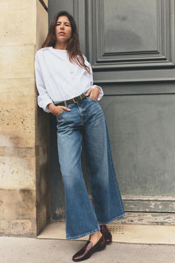 Z1975 HIGH-WAIST CULOTTE JEANS WITH BELT - Zara фото 2