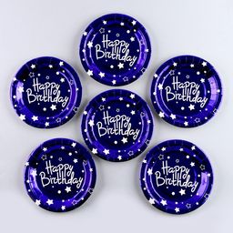 Тарелки бумажные С днём рождения, в наборе 6 штук, цвет синий - Страна карнавалия фото 10