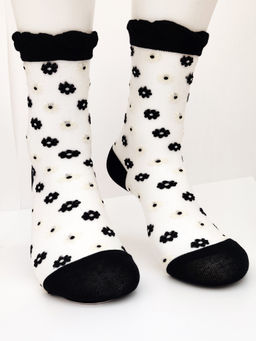 Носки Прозрачные р.35-40 Ромашки Черные - Krumpy фото 3