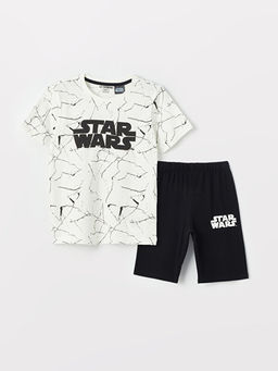 Bisiklet Yaka Star Wars Bask?l? K?sa Kollu Erkek ?ocuk ?ortlu Pijama Tak?m?