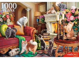 Puzzle 1000 элементов "Британские кошки в гостиной" (Ф1000-0195)