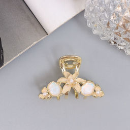 Цена за 6 шт. Крабик для волос «Хлоя галант», цветы, 4 см, золото