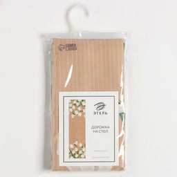 Дорожка на стол Этель Белые тюльпаны, 40?149 см, 100% хлопок, саржа 190 г/м?, бежевая