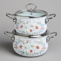 НАБОР КАСТРЮЛЬ AGNESS ЭМАЛИРОВАННЫХ СЕРИЯ ДВОРЦОВЫЙ ПАРК 4ПР. 2,0Л И 2,8Л, 18Х11СМ, 20Х12СМ  фото 7