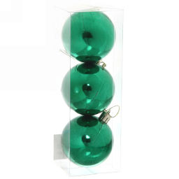 Цена за 4 шт. Новогодние шары 6 см (набор 3 шт) "Глянец", зеленый