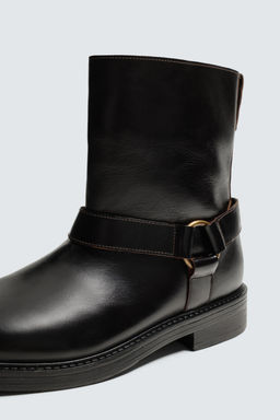 LEATHER HARNESS BOOTS