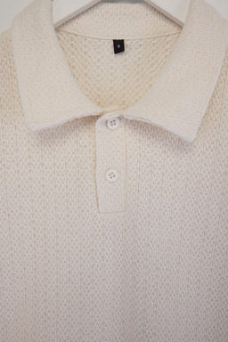 Ekru Oversize/Genis Kesim Dokulu Polo Yaka T-shirt TMNSS26PO00007 - Trendyolmilla фото 2