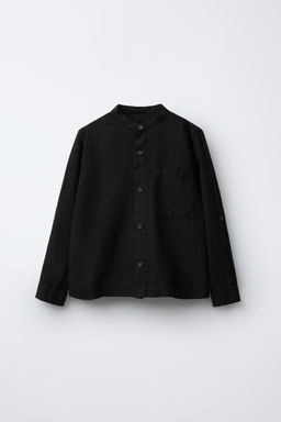 CAMISA 100% LINO MANGA AJSUTABLE / Negro - Zara фото 2