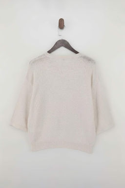 Wardrobe Essentials Ekru Bisiklet Yaka Triko Bluz TWOSS26BZ00136