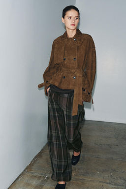 SHORT SUEDE LEATHER TRENCH COAT ZW COLLECTION LIMITED EDITION