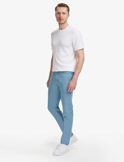 Koyu Mavi Slim Fit Keten Kar___ml_ Kanvas Pantolon