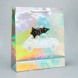 Пакет голографический Спешу к тебе, M 26 30 9 см - Дарите счастье фото 5