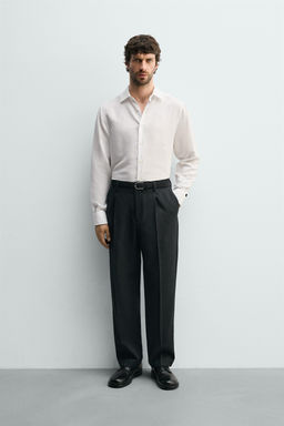 CAMISA REGULAR FIT LINO - LYOCELL / Blanco