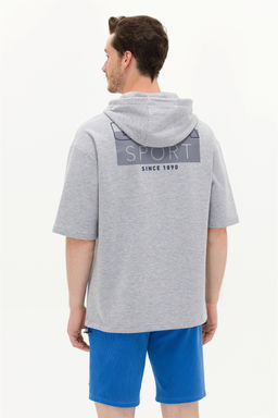 Мужская серая меланжевая толстовка с капюшоном Неожиданная скидка в корзине - U.s. polo assn фото 5