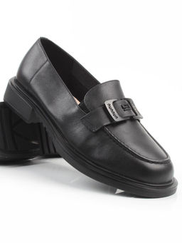 03-DEB57-1 BLACK Лоферы женские (натуральная кожа)