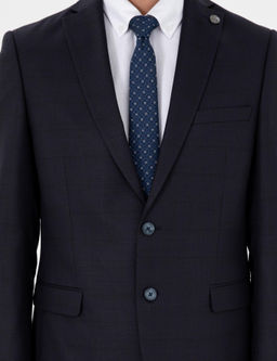 Lacivert Slim Fit Y_n Kar___ml_ Tak_m Elbise