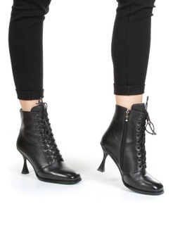 04-E29W-15A BLACK Ботильоны зимние женские (натуральная кожа, натуральный мех)