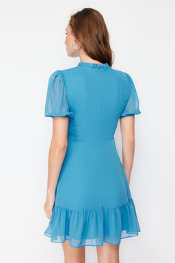 TRENDYOLMILLA Siyah A-Kesim Volanl? Sifon Astarl? Dokuma Dokuma Elbise TWOSS23EL00520 фото 14