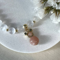 Браслет с подвеской из Селенита и Лунного камня 16 см - Радуга самоцветов фото 2