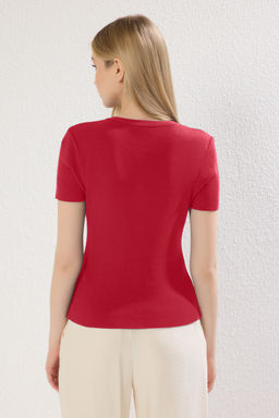 K?rm?z? Bisiklet Yaka Ince Triko Ince Bluz TWOSS25BZ00300