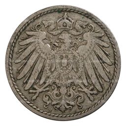 Монета 5 пфеннигов 1896 года J Германия
