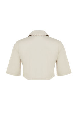 TRENDYOLMILLA Ekru Utility Cep Detayl? Crop Regular Normal Kal?p Dokuma Gomlek TWOSS23GO00026 фото 16