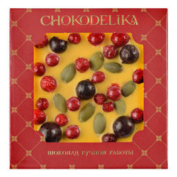 Шоколад белый с украшением Облепиха и брусника 35 гр