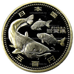 Монета 500 йен 2011 года Япония 47 префектур Японии  Сига (в коробке)
