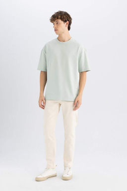 Базовая футболка свободного кроя с круглым вырезом и короткими рукавами - Defacto фото 2