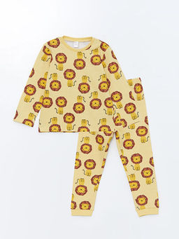 Bisiklet Yaka Uzun Kollu Bask?l? Erkek Bebek Pijama Tak?m?