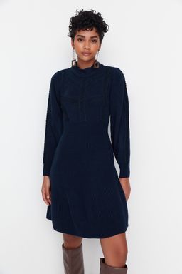 Lacivert Mini Triko Dantelli Elbise TWOAW22EL0011