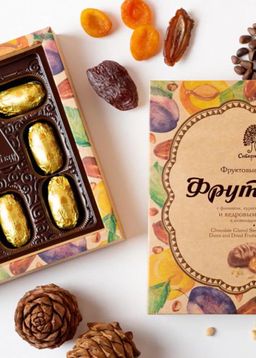 Фруктовые конфеты Фрутодень, 120 г  с кедровыми орехами, финиками, курагой и черносливом