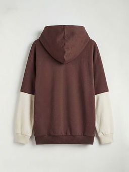 Kap??onlu Chicago Bask?l? Erkek ?ocuk Kal?n Sweatshirt