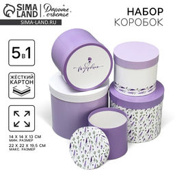 Набор коробок 5 в 1, упаковка подарочная, «Лаванда», 13×14 ‒ 19.5×22 см