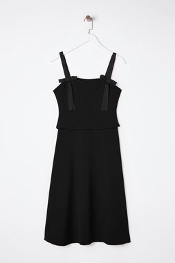 TRENDYOLMILLA Siyah A-Kesim Fiyonk Detayl? Dokuma S?k Midi Elbise TPRSS25EL00079  фото 6