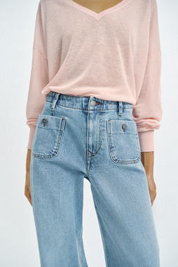 JEANS Z1975 WIDE LEG TIRO ALTO BOLSILLOS / Azul claro - Zara фото 4
