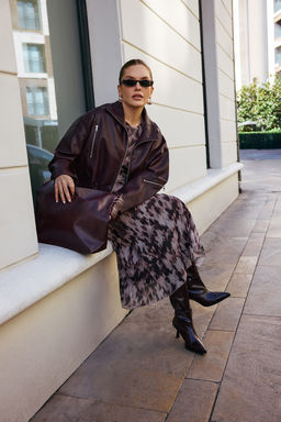 Kahverengi Oversize Kal?p Suni Deri Bomber Ince Ceket Mont TWOAW26MO00053 - Trendyolmilla фото 10