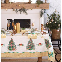 Скатерть новогодняя «Этель» Golden Christmas, 150×180 +/-3 см с ГМВО, 100% хлопок, 190 г/м²