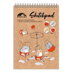 Скетчпад А5 148х195 мм, 70 л, блок - белый офсет 100 г/м?, арт. 60670 КОТО-КАРУСЕЛЬ