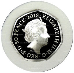 50 пенсов 2018 года Великобритания 150 лет со дня рождения Беатрис Поттер  Флопси Банни (в коробке)