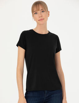 Siyah Regular Fit Basic Ti__rt